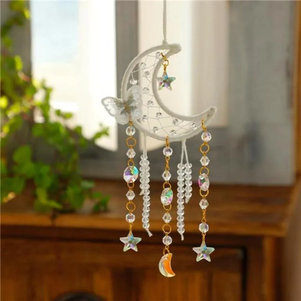 White Butterfly Small Moon Dream Catchers
